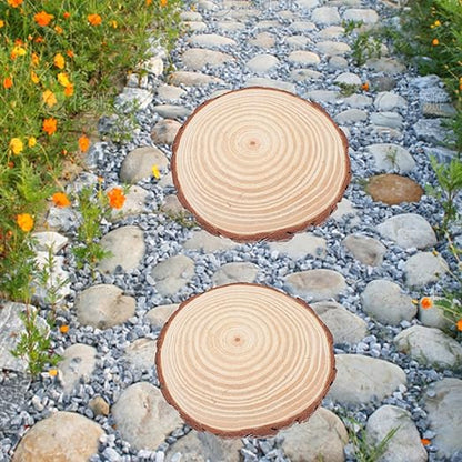 ARTIBETTER 2pcs Wooden Garden Stepping Stones Outdoor Log Slabs for Lawn Pathway Landscaping Decorative Garden Decor