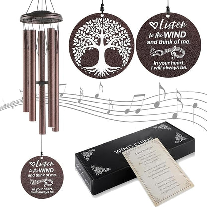 Sympathy Wind Chimes Loss Loved One, Memorial Gift for Loss of Mother Father Husband Condolence Remembrance, Best Sympathy Gift (Bronze, 36'')