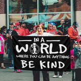Peace Alien Be Kind Flag 3x5 Ft Outdoor Indoor With Grommet Garden Yard Banner Decorative Sign