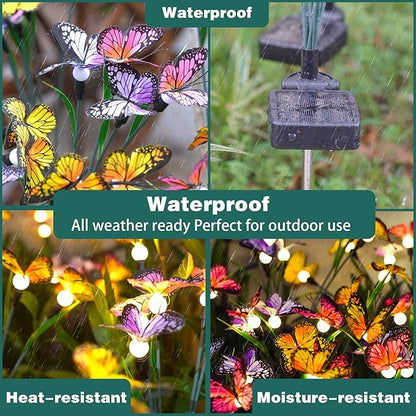 TONULAX Solar Garden Lights - 6 Pack Swaying Butterfly Light, Swaying in The Wind, Solar Outdoor Lights, Yard Patio Pathway Decoration, High Flexibility Iron Wire & Realistic Butterflies (6 Pack)
