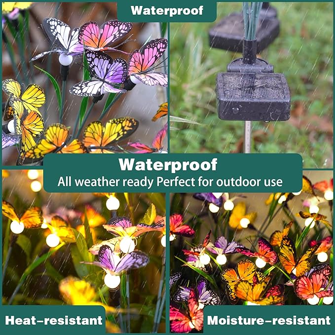 TONULAX Solar Garden Lights - 10 Pack Swaying Butterfly Light, Swaying in The Wind, Solar Outdoor Lights, Yard Patio Pathway Decoration, High Flexibility Iron Wire & Realistic Butterflies(10 Pack)