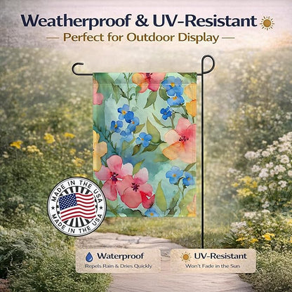 Caroline's Treasures Alaska Forget-me-nots in Watercolor Garden Flag Mailbox Flag Decorative Yard Flag Banner Outside Patio Artwork Yard Flower Beds, Garden Size, Multicolor
