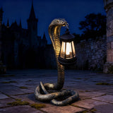 Solar Garden Outdoor Statues Snake with Solar Lights Outdoor Chrismtas Decorations - Lawn Decor Snake Statue for Patio, Balcony, Yard Ornament - Unique Housewarming Gifts (Brass Color)