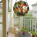 Stained Glass Window Hanging 6 Cute White Brown Guinea Pigs Large 15" - Suncatcher Door Garden Sunroom Sun Catcher Decor Birthday Christmas for Mom Men Woman Nana Friend