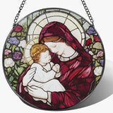8 Inches Virgin Mary Stained Glass Suncatcher, Stained Glass Window Hanging, Christian Window Decor, Religious Christmas Ornament, Christian Gift, Religious Gift, Gifts for Christmas