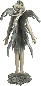 Design Toscano Facing the Wind Fairy Woman Outdoor Garden Statue, 12 inches wide, 27 inches tall, Cast Stone Resin, Two Tone Stone Finish