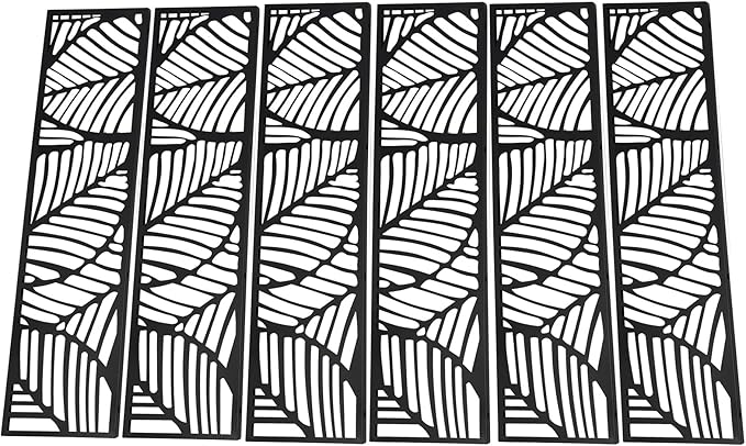 Metal Privacy Screen, 72" H x 44" W Freestanding Privacy Screens, Patio Decorative Metal Fence Panels with Stand, Portable Divider Screens, for Backyard/Patio/Deck (Black-Leaf, 72''H×44''W)