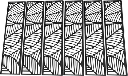 Metal Privacy Screen, 72" H x 44" W Freestanding Privacy Screens, Patio Decorative Metal Fence Panels with Stand, Portable Divider Screens, for Backyard/Patio/Deck (Black-Leaf, 72''H×44''W)