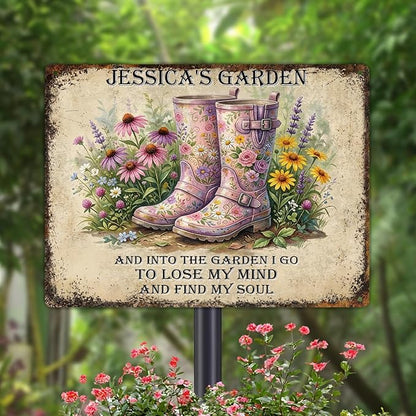 Personalized Garden Signs for Outside Custom Metal Tin Sign for Women, Funny Retro Welcome Metal Sign for Patio, Yard Rustic Home Decor Gifts for Mothers Day, Grandmas, and Gardening Lovers