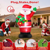 8 FT Huge Christmas Inflatables Santa Claus Holding Garland Outdoor Decorations, Build in LEDs & Tethers Stakes Giant Inflatable Santa Blow Up Yard Décor for Holiday Xmas Indoor Patio Lawn