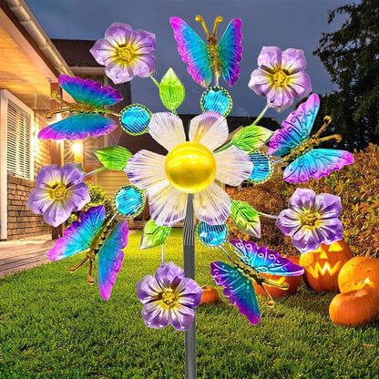 40" Solar Butterfly Wind Spinners Garden Stake, Solar Wind Sculpture Yard Art Decorations for Lawn,Patio&Yard & Garden Decor, Metal Whirligigs Wind Spinners Outdoor