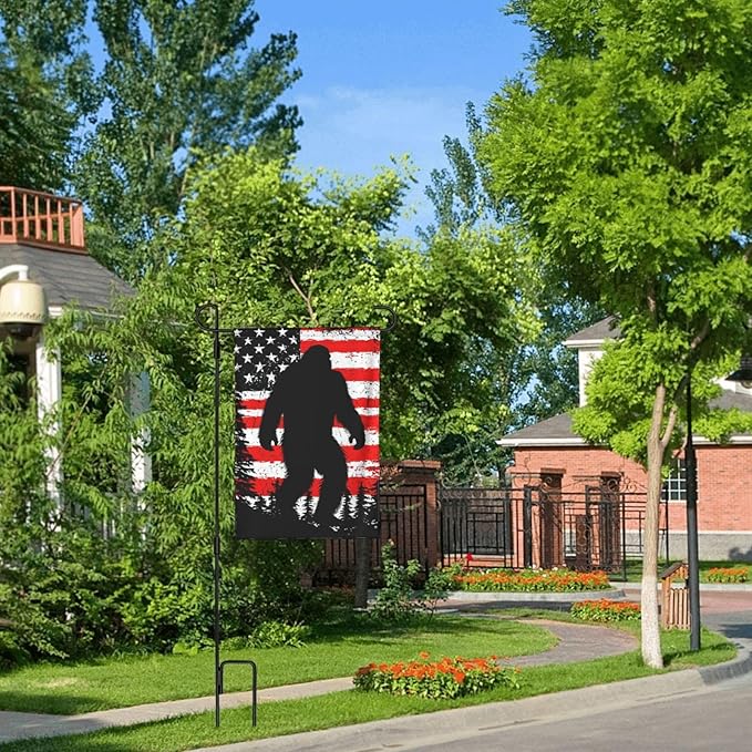 Bigfoot American Flag Garden Flags 12×18 Inch Double Sided Decorative Yard Banner for Outdoor Outside Decor