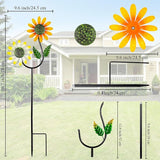 2 Pack Flower Wind Spinners Outdoor, Metal Wind Sculptures & Spinners with Stake, Colorful Windmill for Yard Patio Lawn Garden Decor, 31 x 10 Inches