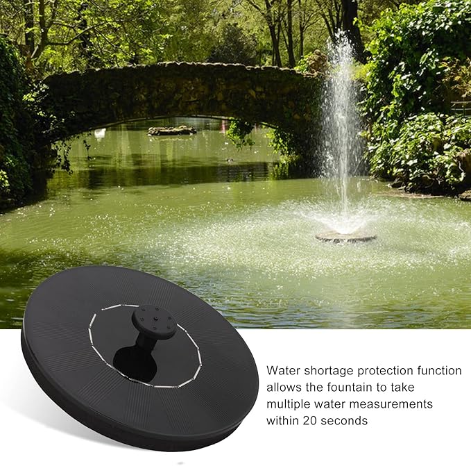 Solar Fountain Pump, ing Solar Fountain for Bird Bath, 7 Nozzles with 30 60cm Spray Height, ed Garden for Pool oor r, Includes