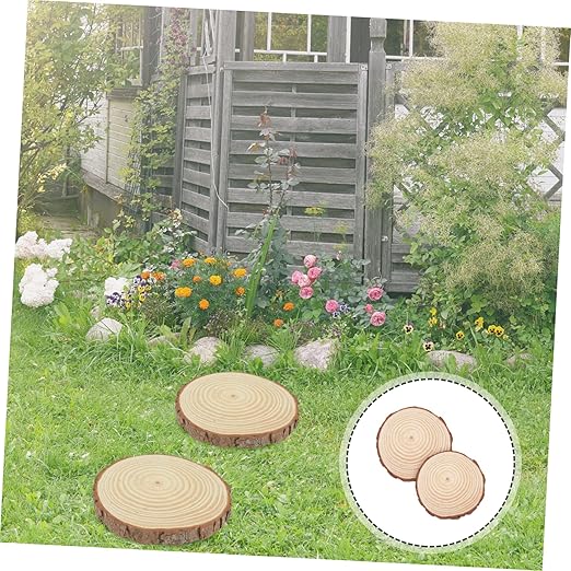 VICASKY 2pcs Wooden Garden Stepping Stones Outdoor Pathway Decor Lightweight Durable Wood Logs for Lawn Patio Walkway Landscaping
