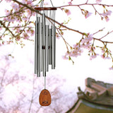 Woodstock Wind Chimes for Outside, Garden Decor, Outdoor Decor for Your Patio and Front Porch (28") Silver Wind Chime Woodstock Mindfulness Chime Medium (WMCM)