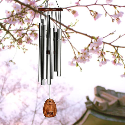 Woodstock Wind Chimes for Outside, Garden Decor, Outdoor Decor for Your Patio and Front Porch (28") Silver Wind Chime Woodstock Mindfulness Chime Medium (WMCM)