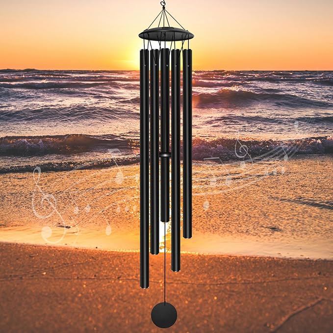65" Extra Large Wind Chimes for Outside Deep Tone,Big WindChimes for Outdoor Porch Garden Patio Balcony Decor, Deep Tone Wind Chimes (Black)
