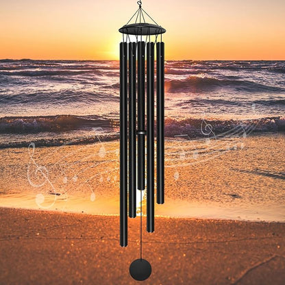 65" Extra Large Wind Chimes for Outside Deep Tone,Big WindChimes for Outdoor Porch Garden Patio Balcony Decor, Deep Tone Wind Chimes (Black)