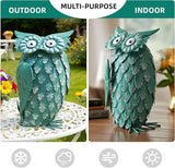 Metal Owl Statue 14"- Whimsical Rustic Garden Decor, Handmade Iron Bird Sculpture for Patio, Yard, Shelf, Desk, Boho Home Accent for Living Room, Bedroom, Office, Unique Gift for Bird Lovers