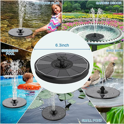 SZMP Solar Bird Bath Fountains,Working On Cloudy Day Solar Water Fountain 3.5W Glass Solar Panel 2000mAh Battery 4 Fixer 7 Nozzles Solar Fountain for Bird Bath Garden(Black Solar Panel)
