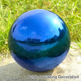 Nerien 12 Inch Gazing Ball, Stainless Steel Garden Mirror Globe, Polished Ornament Sphere, Hollow Floating Reflective Hemisphere, Home Outdoor Pond Housewarming Swimming Pool Decoration Gift, Blue
