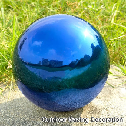 Nerien 12 Inch Gazing Ball, Stainless Steel Garden Mirror Globe, Polished Ornament Sphere, Hollow Floating Reflective Hemisphere, Home Outdoor Pond Housewarming Swimming Pool Decoration Gift, Blue