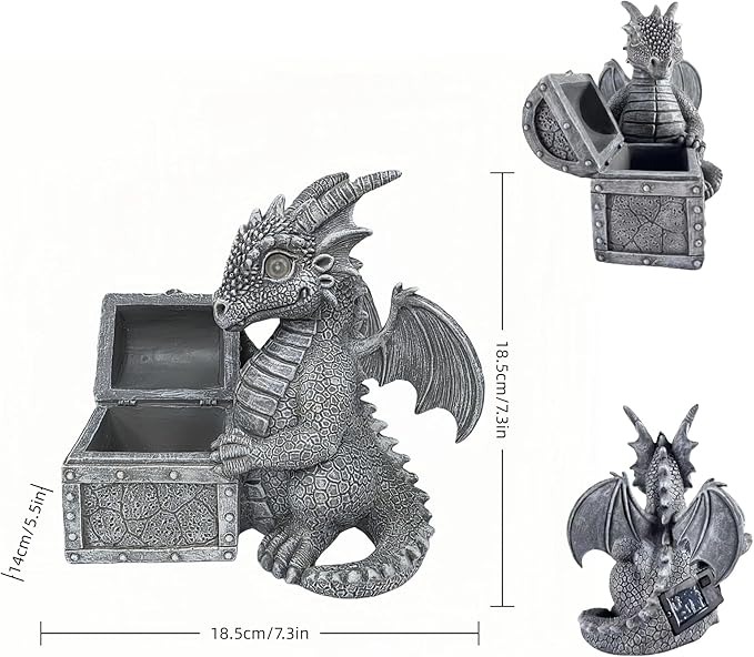 Solar Dragon Statue Light - Resin Garden Decor Sculpture, Weatherproof & Auto-On, Perfect for Lawn, Patio, Yard, (Birthday/Christmas/Valentine’s/Thanksgiving)