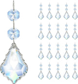 20pcs Clear Maple Leaf Crystal Chandelier Prism Pendant Parts, 50mm Suncatchers Hanging Crystals Beads for Chandelier Christmas Tree Decoration
