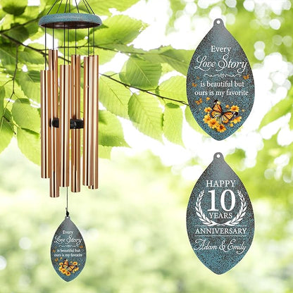ASTARIN Personalized 20th 50th Anniversary Wind Chime, Happy Anniversary Wedding Valentine's Day Gift for Wife Husband Men Women Sister, Golden Anni Keepsake for Parents Couples(Produced in USA)
