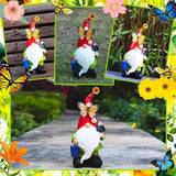 Spring Gnomes Garden Statues Decor, Solar Waterproof Large Gnome with LED Lights Funny Garden Sculptures Outdoor Patio Yard Decorations Lawn Ornaments Gifts for Women Mom