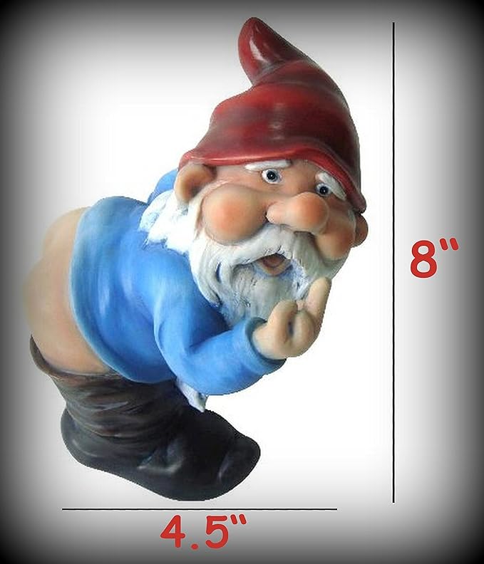 Funny Garden Gnome Statue – Cheeky Outdoor Yard Decor with Raised Finger – Resin Lawn Ornament for Patio, Garden, Desk & Man Cave Gift