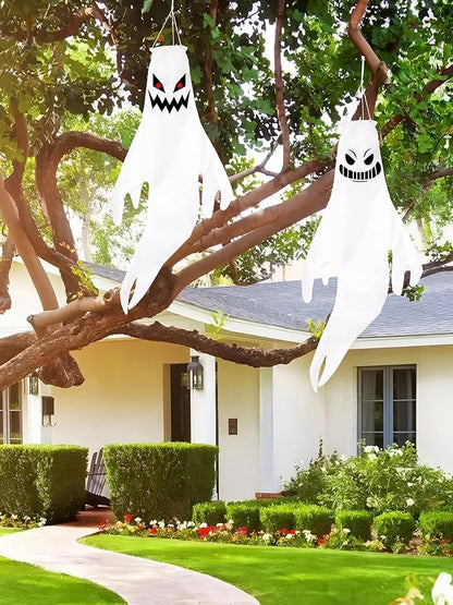 Geefuun 2PCS Halloween Fierce Ghost Windsocks Hanging Decorations - 43 Inch Flag Wind Socks for Home Yard Outdoor Decor Party Supplies