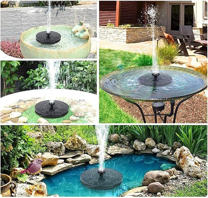 Solar Bird Bath Fountains Pump, 1W/1.4W Solar Powered Fountain Glass Panel with Fixed Rods, Standing Floating Water Fountain Pump for Bird Bath, Garden, Pond, Pool, Outdoor