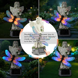 Starryfill Solar Angel Garden Statue with Color Changing Dragonfly Lights - 12 Inch Hand-Painted Resin Figurine, Auto Dusk-to-Dawn Waterproof Outdoor Decor for Patio, Yard, Lawn, Memorial Mother Gift