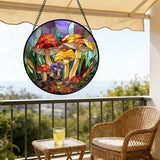 DASTOLL Stained Glass Window Hanging, Jungle Mushrooms Sun Catchers Diamond Glass Panel Hangings Plant Suncatcher Decor for Birthday for Women, Men, Wife, Aunt, and Mom 9.8 in