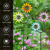 2 Pack Flower Wind Spinners Outdoor, Metal Wind Sculptures & Spinners with Stake, Colorful Windmill for Yard Patio Lawn Garden Decor, 31 x 10 Inches