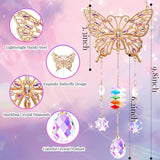 Butterfly Birthday Gifts for Women, Hanging Crystals Sun Catcher Prisms with Love Pendant for Window Room Garden Decor, Suncatcher Mothers Day Housewarming Gifts for Friends, Mom, Grandma, Wife