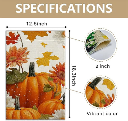 Garden Flags, Garden Flag, Stained Glass Style Pumpkin Maple Leaf Double-Sided Flags for Farmhouse Yard Outdoor Decoration-12 x 18inch (Pumpkin-5)