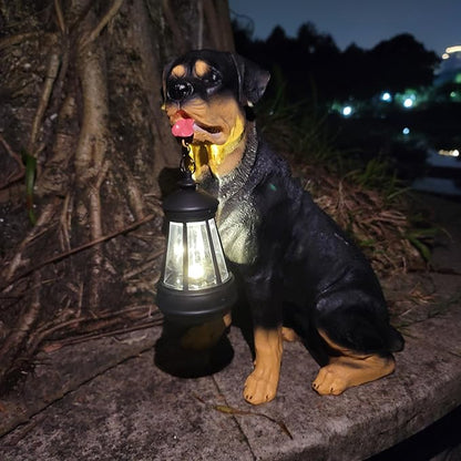 Garden Statues Dog Solar Hanging Light, Courtyard Resin Simulated Handicraft Dog Statue Ornament, Garden Yard Entrance Decoration.