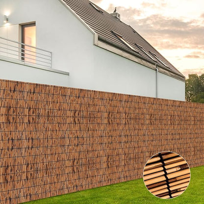 KOIUEYW Bamboo Reed Fencing, Light Russet Bamboo Screens Outdoor, Decorative Privacy Screen Reed Curtains for Patio Balcony Garden Backyard, 5 x 10 FT
