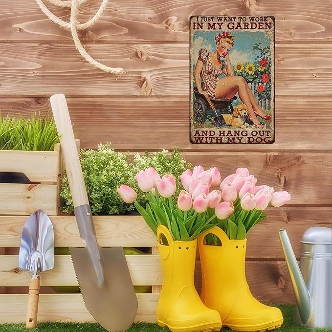 Gardening Decor Garden Sign for Yard Backyard Art Plaque Oasis Metal Sign Vintage Decor Garden Iron Painting for Greenhouse Patio Decoration 8x12inch