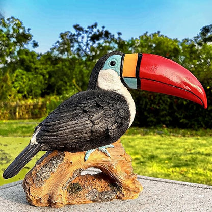 Teaeeno Toucan Decor Statue,Toucan Bird Outdoor Tiki, Resin Toucans Outdoor Tropical Decor Bird Sculptures for Patio Lawn Yard Home Decoration, Tropical Garden Decor