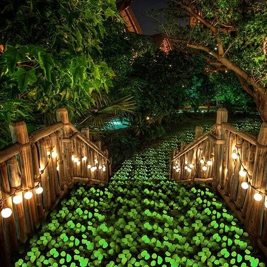 150pcs Glow in the Dark Garden Pebbles for Walkways and Decor (Green)