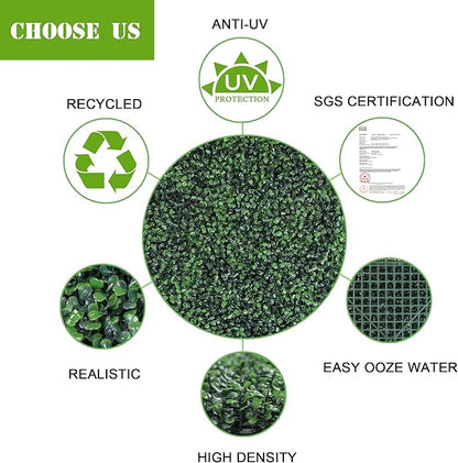 Bybeton Grass Wall Panels, 40"x120" Artificial Ivy Privacy Fence Screen for Balcony & Patio, Lush Greenery Backdrop Wall, UV-Protected Boxwood Panels for Outdoor Hedge Wall, Odorless Grass Wall Decor