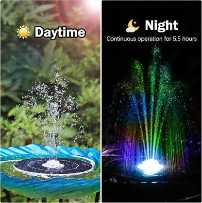 AISITIN Solar Fountain with Lights & 3000mAh Battery, 5.5W Solar Powered Water Pump with 8 Nozzles, 2026 Upgraded LED Solar Fountain Pump for Bird Bath, Garden, Pond, Patio, Fish Tank, Outdoor