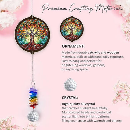 Memorial Suncatcher - Tree of Life Ornament - Sympathy Gift for Loss of Loved One - Condolence Bereavement Gifts - Remembrance Funeral Keepsake - Mother's Day for Mom Dad