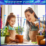 DIY Fairy Wand Garden Beads Stakes Wands Kit,Multiple Color Scheme European Beads Crystal Diamond Tops and 12 or 10 Inch Threaded Rods,Stainless Steel Stakes with Diamond Toppe(Purple+Aqua+Sapphire)