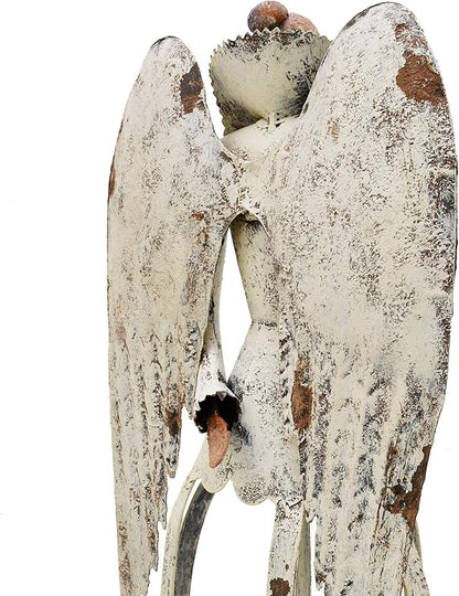 Linfevisi Garden Angel Statue Decor Rustic Metal Angel Sculpture Garden Yard Art Heavenly Home Decor Antiqued Accent Housewarming Garden Gift (Style 2)