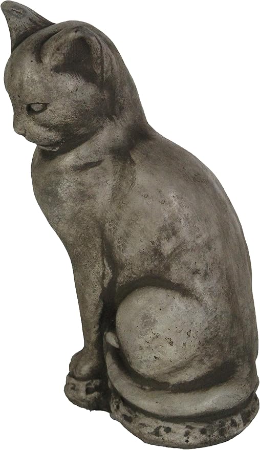 Siamese Concrete Cat Statue Kitty Cast Stone Sculpture Cat Cement Figure for Indoor and Outdoor Garden Decor